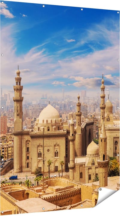 Gards Tuinposter Moskee in Cairo, Egypte - 120x180 cm - Tuindoek - Tuindecoratie - Wanddecoratie buiten - Tuinschilderij
