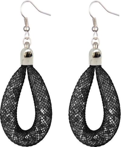 Fako Bijoux® - Oorbellen - Sterrenstof - Druppel - Mini - Zwart/Wit