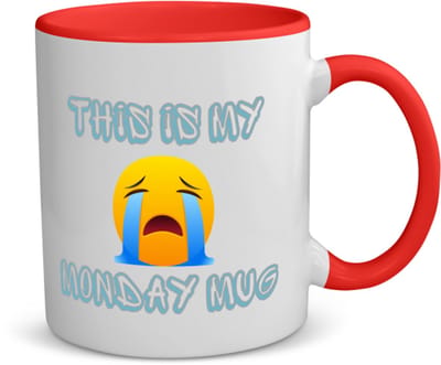 Akyol - this is my monday mug koffiemok - theemok - rood - Quotes - maandag - dit is mijn maandag mok - verjaardagscadeau - kado - gift - geschenk - huil emoji - 350 ML inhoud