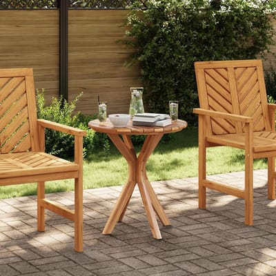 Bistrotafel Hout - Tuinmeubel Tafel - Buiten Eten - Massief Teak - Ø70x75 cm - Houtkleur