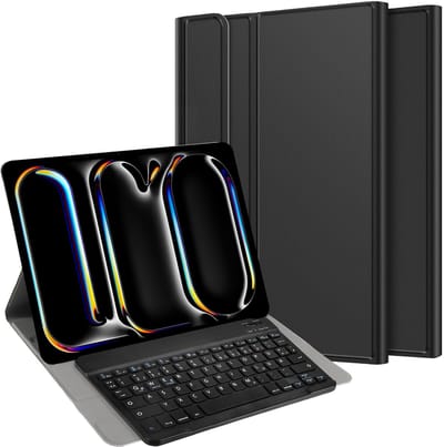 Just in Case tablet Hoes met Toetsenbord geschikt voor iPad Pro 13 (2025 / 2024) M5 / M4 - QWERTZ Bluetooth Keyboard Case - Zwart