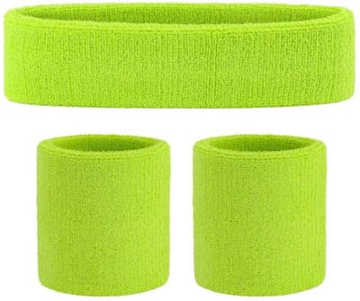 Jumada's - 3-delige set zweetbandjes - Voor hoofd en pols - Licht groen