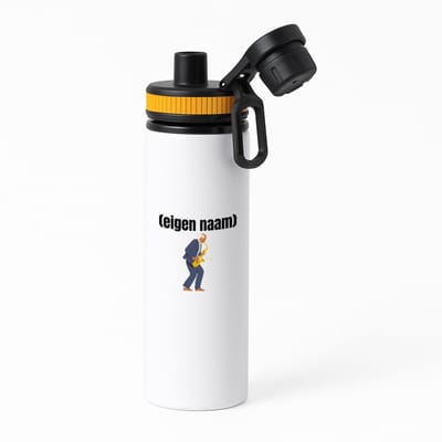Hacebo® - man met saxofoon met eigen naam waterfles met draaidop oranje - Muziek - muziek liefhebbers - iemand die houdt van saxofoons - verjaardag - cadeau - kado - water fles - 850ML