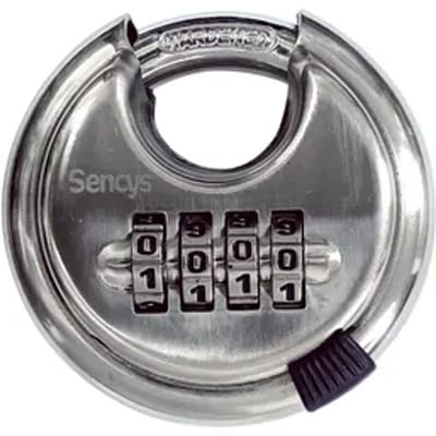 Sencys Schijfsleutelslot Met Combinatie - Roestvrij Staal Hoge Veiligheid - Diameter 70 Mm