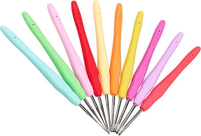 Set van 10 klassieke mini-haaknaalden met zachte grip, 0,5 - 2,7 mm, voor kant en dun garen