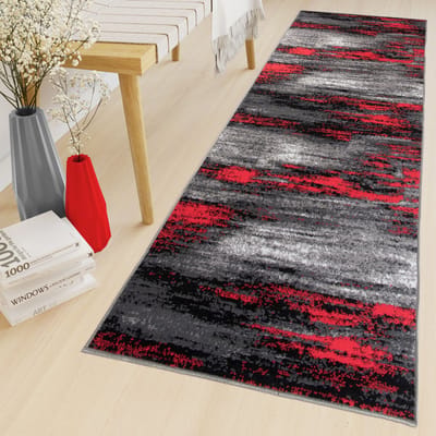 Tapiso Maya Loper Vloerkleed Antraciet Roog Rug Laagpolig Maat- 100x100