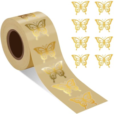 Dailygoods- Vlinderstickers 500st - Gouden Zelfklevende Stickers - 4x3cm - Transparant Bronzing - Voor Uitnodigingen/Geschenken - Huwelijksfeestdecoratie - Decoratiestickers