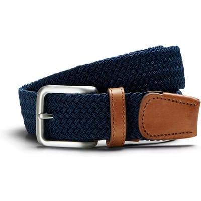 Jack & Jones Riem Navy Gevlochten Zilveren Gesp Elastisch - 80