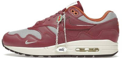 Patta x Nike Air Max 1 Rush Maroon Unisex Sneakers Rood Metallic-Zilver DO9549-001 44 brown