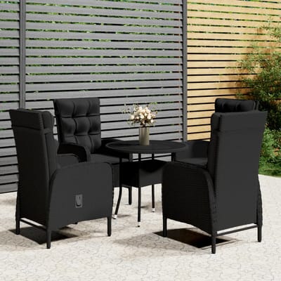 vidaXL - 5-delige - Tuinset - poly - rattan - zwart