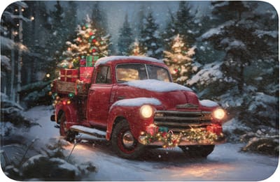 WC mat 60x40 cm - Antislip - Kersttruck - Sneeuwbos - Rood - Toiletmat - Vloermat - Douchemat - Toilet tapijt - Toiletmatten