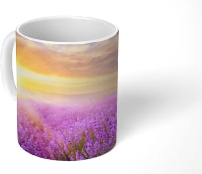 Mok - Koffiemok - Lavendel - Zon - Lucht - Natuur - Mokken - 350 ML - Beker - Koffiemokken - Theemok
