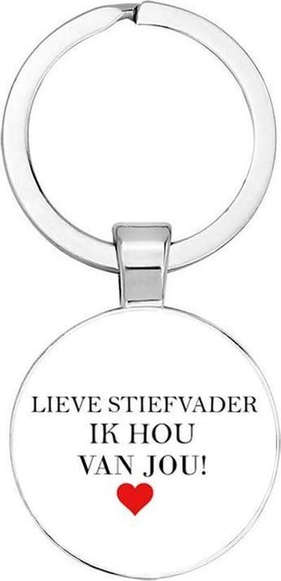 Akyol - Lieve stiefvader ik hou van jou Sleutelhanger - Vader sleutelhanger - Papa sleutelhanger - Sleutelhanger papa - Familie sleutelhanger - Vaderdag cadeautje - Papa cadeau