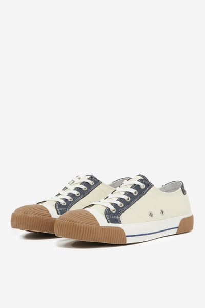 The Kooples Unisex Low-top Canvas Sneakers With Leather Inlays Ecru Maat: 38 | Sneakers Outlet | Unisex | Ecru