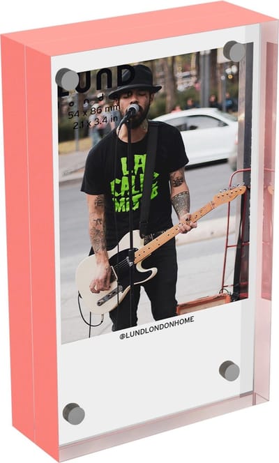 Lund London - Skittle Fotolijst - Foto Frame - Fotohouder - Magnetisch Frame - Instax Mini - 5x9cm - Koraal (Neon)