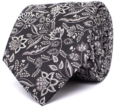 Tresanti DONATI Silk tie with flowers Grey (TRTIIE359 - 200)