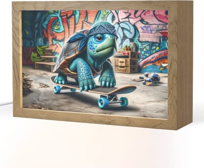 Nachtlampje 30x20 cm - Kinder lampje - Schildpad - Graffiti - Skateboard - Jongens - Tafellamp kinderkamer - Slaapkamer lamp - Bedlamp kinderen - Kinderlampje stopcontact - Wandlamp babykamer - Nachtlampjes