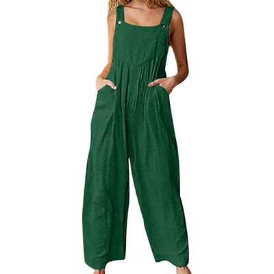 Dames jumpsuit met zakken, mouwloos, wijde pijpen, grote maten overall M