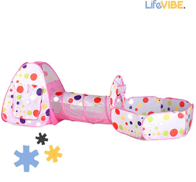 LifeVibe® Speeltent met Tunnel Roze - Kruiptunnel - Kindertent - Binnen en Buiten - Pop Up Tent - Meisjes en Jongens