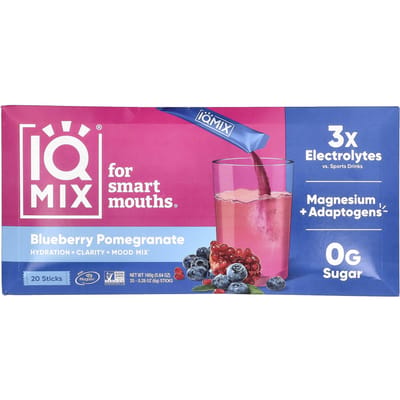 IQBAR, IQMIX®, Mélange Hydratation + Clarté + Amélioration de l'humeur, Saveur Myrtille Grenade, 20 Barres, 8g (0,28 oz) Chaque
