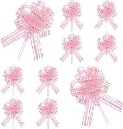Dailygoods - 10 trekbogen, 4 inch strikken voor cadeauverpakking, roze strikken voor cadeauverpakking, grote strikken voor cadeauverpakking, bruiloftslint voor cadeauverpakking, bruiloftsdecoraties