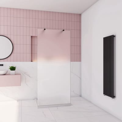 Inloopdouche 137,7x200cm,10mm NANO EasyClean veiligheidsglas matglas,73-120cm Stabilisatiestangen x2, zwart