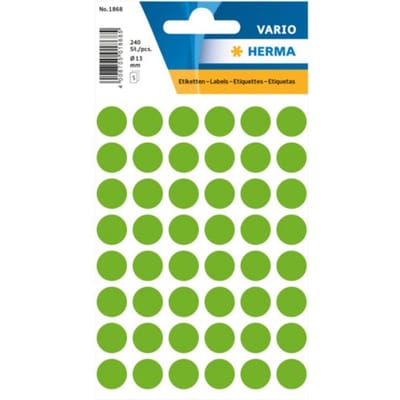 Huismerk Herma 1868 Etiket Rond 12mm Fluor-Groen - 240 Etiketten