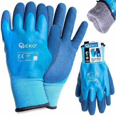 GEKO Waterdichte winterwerkhandschoenen - Thermisch geïsoleerd - Maat 9 - Blauw - 12 stuks