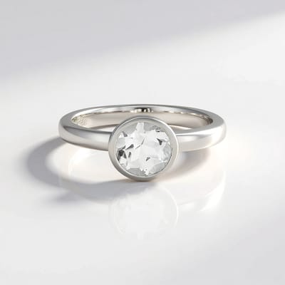 Cavill - Zilveren ring met witte topaas 0 863 ct - 925 Sterling zilver geplatineerd - Ronde slijpvorm Brazilië - Elegant dames sieraad