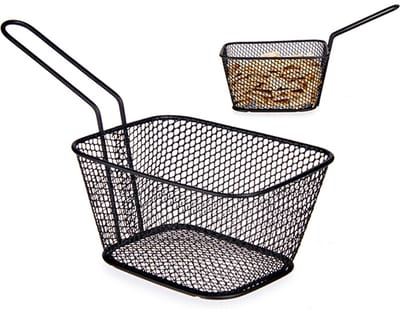 Arte regal Frietmandje - zwart - patatmandje - 23x11x7 cm - serveermandjes voor snacks