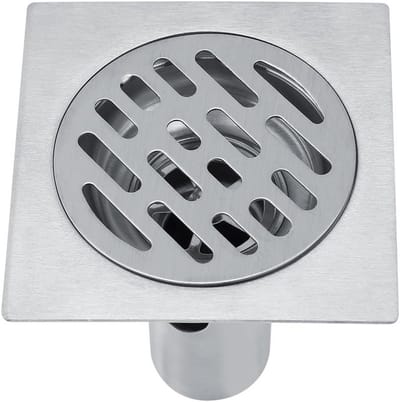 Vierkante Douchevloerafvoer van Roestvrijstaal 304 - 10 cm, Geurvrij met Verwijderbare Zeef, Ideaal voor Badkamer en Douchegebruik