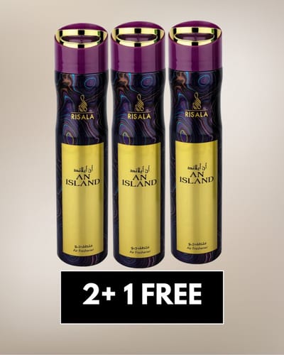 Air Freshener An Island by Risala – 300ml x3 – Long Lasting Arabic Oriental Room Spray from Dubai – Fresh Floral, Tropical & Musk Fragrance