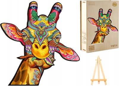 Houten puzzel voor volwassenen met giraffenmotief, 242 delen, 42 x 38,9 cm, cadeau-idee voor kinderen, houten puzzel giraffe, unieke houten puzzel in dierenvorm, creatieve houten puzzel voor