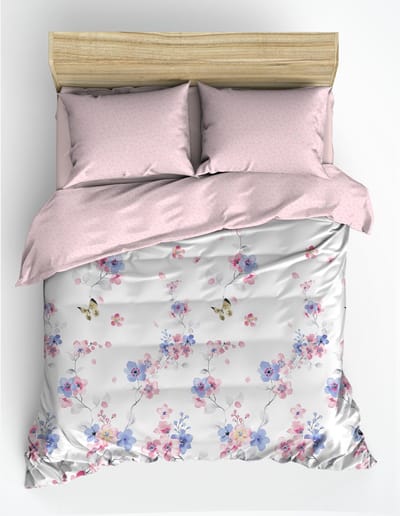 Parure de lit - 1 housse de couette 220 x 240 cm + 2 taies d'oreiller 60 x 60 cm - 100% coton renforcé - Rose