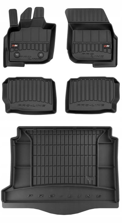 Frogum ProLine Complete Set: Luxe Rubberen Automatten + Kofferbakmat - Geschikt voor FORD Mondeo Mk5 Kombi Hybrid Vanaf 2019 - Perfecte Pasvorm - Geurloos TPE - Zwart