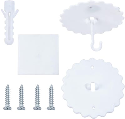 Dailygoods- Haken voor Muggennet - 2 Sets Plafondhaken - Inclusief Stickers/Expansiebuizen/Schroeven - Kunststof - Wit - Multisize - Plafondhaak