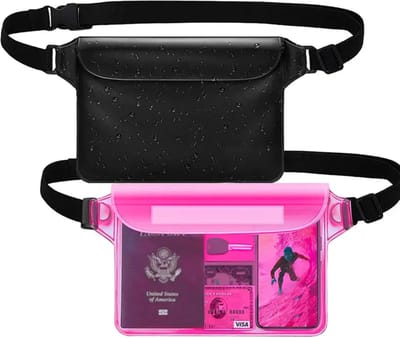 Livano Waterdichte Telefoonhoesjes - Waterdicht Telefoonzakje - Waterproof Festival Opbergtasje - Documententasje - Waterbestendig - 2 Stuks Zwart & Roze