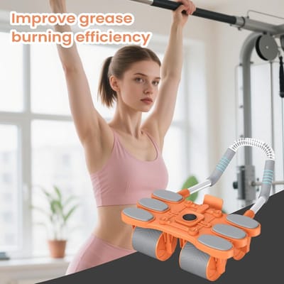 Buikroller met 4 wielen - Fitnesswiel core - Krachttraining thuis - Met automatische reset - 32 x 17 cm - Oranje