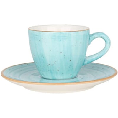 Bonna Aqua - Espresso kopjes & schotel - 80 cc - Porselein - set van 6