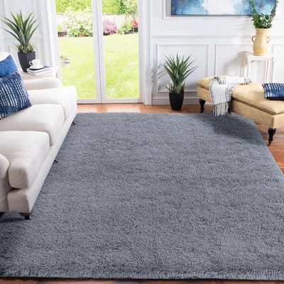 Unyqoos ® Vloerkleed voor Woonkamer en Slaapkamer - Zacht, Pluizig, Antislip, Wasbaar, 120 x 160 cm, Grijs