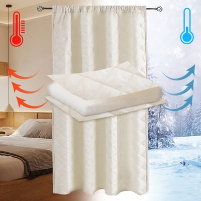 Qelus Isolerende Gordijnen Kant en Klaar 280GSM met Plooiband - Koude Bescherming en Warmtewerend - Verduisterend & Geluidsreducerend - 140x175cm - Gratis Tiebacks - Beige