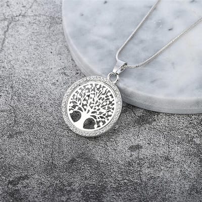 Ketting met hanger levensboom zilverkleur