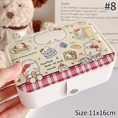 Adorable Présentoir à Bijoux Hellokitty Boîtes Organisatrices Boîte de Rangement Portative pour Boucles d'Oreilles Collier Boîte de Rangement Double Couche pour Pinces à Cheveux Fille As show