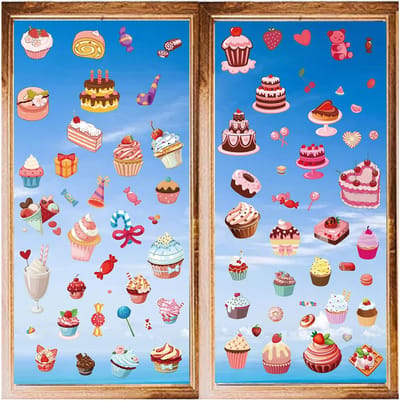 Solidchoice - Dailygoody - Cake Muurstickers - Verjaardagsdecoratie - Waterdicht - PVC Raamstickers - Zelfklevend - Ideaal voor Binnen - 8 Stijlen