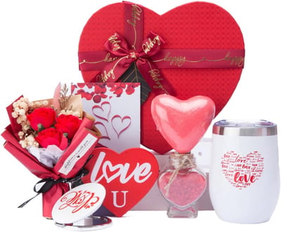 Geschenkdoos Hartvormig - Liefdescadeau Cadeaumand - Verras Haar - Breekbestendig Dubbele Muur - 22x17x9 cm - Rood