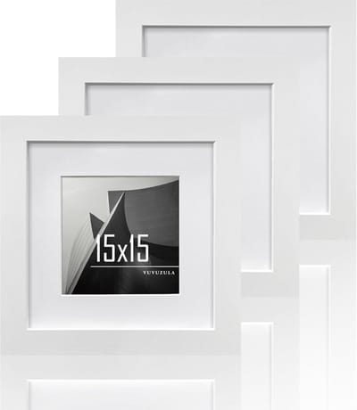 Houten Fotolijst 15x15 cm Wit Vierkant MDF Lijst Set van 3