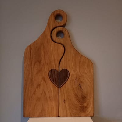 Dubbele Borrelplank “hartje” - Massief Eikenhout – 50 x 32cm