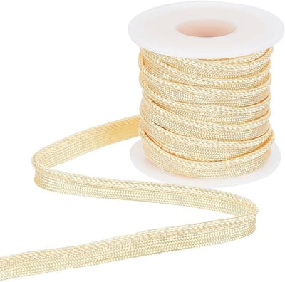 Lichtgele gedraaide lipcord van 10 meter, 10 mm breed, ideaal voor kostuum naaien, textieldecoratie en creatieve projecten, 2 mm dik