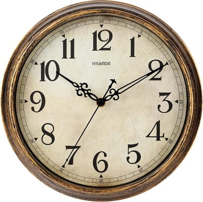 Wandklok Vintage - 12 inch retro stil niet tikken - decoratieve woonkamer thuis keuken school kantoor Brons