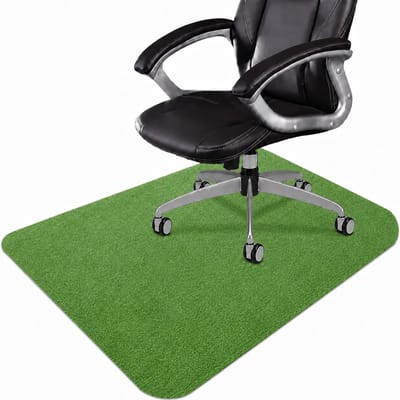 VHV Bureaustoelmat - antislip vloerbeschermer voor stoelwielen en thuiskantoor - zacht oppervlak - 120 x 90 cm - polyester voor bureau en werkplek - Groen